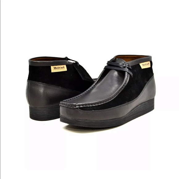 British Walkers New Castle Wallabee Style Boots Men’s Black Leather and Suede